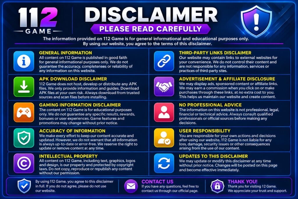 112 Game Disclaimer
